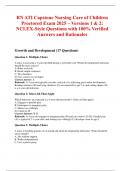 RN ATI Capstone Nursing Care of Children Proctored Exam 2025 &ndash; Versions 1 & 2&colon; NCLEX-Style Questions with 100&percnt; Verified Answers and Rationales