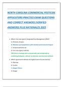 NORTH CAROLINA COMMERCIAL PESTICIDE  APPLICATORS PRACTICE EXAM QUESTIONS  AND CORRECT ANSWERS &lpar;VERIFIED  ANSWERS&rpar; PLUS RATIONALES 2025