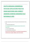 SOUTH CAROLINA COMMERCIAL  PESTICIDE APPLICATORS PRACTICE  EXAM QUESTIONS AND CORRECT  ANSWERS &lpar;VERIFIED ANSWERS&rpar; PLUS  RATIONALES 2025