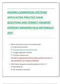 INDIANA COMMERCIAL PESTICIDE  APPLICATORS PRACTICE EXAM  QUESTIONS AND CORRECT ANSWERS  &lpar;VERIFIED ANSWERS&rpar; PLUS RATIONALES  2025