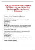 NUR 209 Medical-Surgical Nursing II 2025&sol;2026 &ndash; Review with Verified Questions and Correct Answers&vert; Rationales