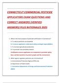 CONNECTICUT COMMERCIAL PESTICIDE  APPLICATORS EXAM QUESTIONS AND  CORRECT ANSWERS &lpar;VERIFIED  ANSWERS&rpar; PLUS RATIONALES 2025