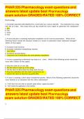 PHAR 225 Pharmacology exam questions and  answers latest update best Pharmacology  exam solution GRADED&sol;RATED 100&percnt; CORRECT