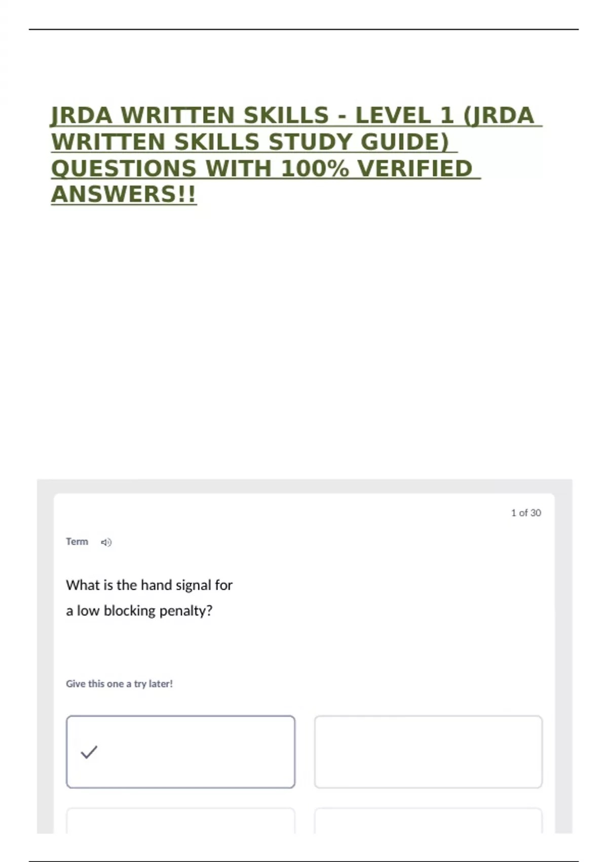 JRDA WRITTEN SKILLS - LEVEL 1 (JRDA WRITTEN SKILLS STUDY GUIDE ...