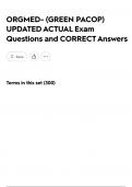 ORGMED- &lpar;GREEN PACOP&rpar; UPDATED ACTUAL Exam Questions and CORRECT Answers
