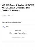 MIS 2113 Exam 4 Review UPDATED ACTUAL Exam Questions and CORRECT Answers