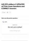 MIS 2113 midterm 2 UPDATED ACTUAL Exam Questions and CORRECT Answers