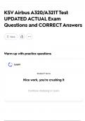 KSV Airbus A320&sol;A321T Test UPDATED ACTUAL Exam Questions and CORRECT Answers