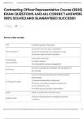 Contracting Officer Representative Course &lpar;2025&rpar; EXAM QUESTIONS AND ALL CORRECT ANSWERS 100&percnt; SOLVED AND GUARANTEED SUCCESS&excl;&excl;