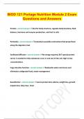 BIOD 121 Portage Nutrition Module 2 Exam Questions and Answers 