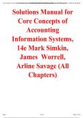 Solutions Manual for Core Concepts of Accounting Information Systems&comma; 14th Edition by Mark Simkin&comma; James Worrell&comma; Arline Savage &lpar;All Chapters&rpar;