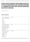 Arthrex Sports Medicine Onboarding Module &num;3 Test EXAM QUESTIONS AND ANSWERS GRADED A&plus; ASSURED SUCCESS NEW UPDATE 2025&sol;2026 &lpar;MULTIPLE CHOICES&rpar;