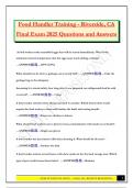 Food Handler Training - Riverside&comma; CA Final Exam 2025 Questions and Answers