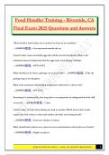Food Handler Training - Riverside&comma; CA Final Exam 2025 Questions and Answers