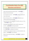 Food Handlers Safety Test 2025 Questions and Answers