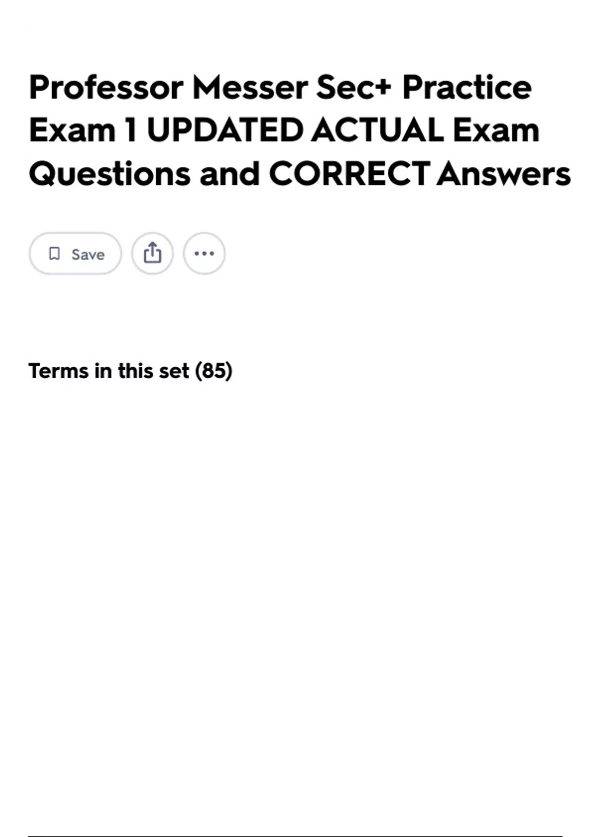 Professor Messer Sec+ Practice Exam 1 UPDATED ACTUAL Exam Questions and ...