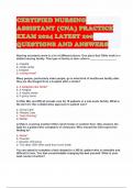 Certified nursing assistant cna practice exam 2024 latest 200 questions and answers&period;