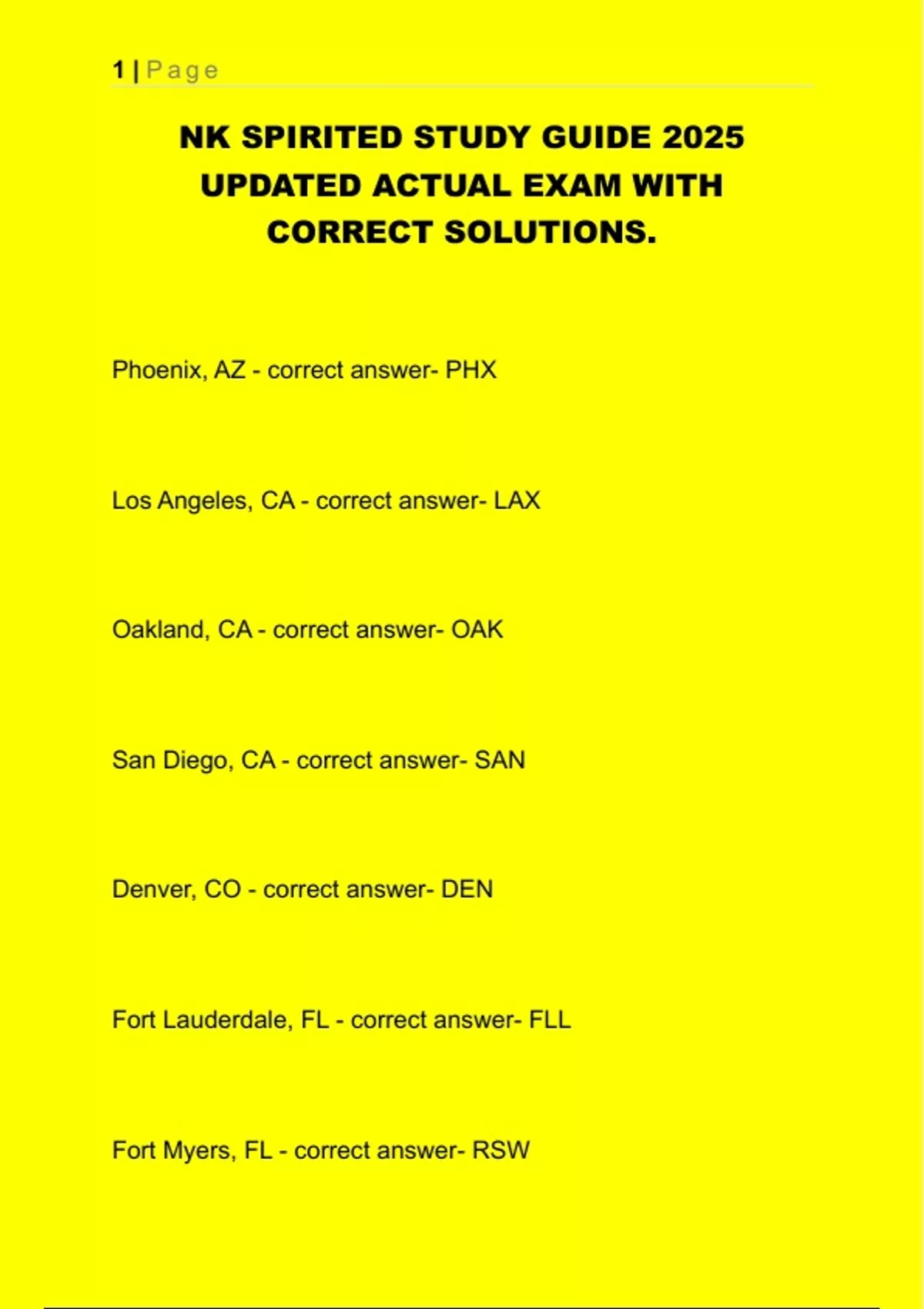 Nk spirited study guide 2025 airport codes military phonetics and