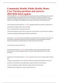 Community Health&comma; Public Health & Home Care Nursing &vert; Questions and Answers &vert; 2025&ndash;2026 Updated Review Guide