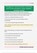 Therapeutic Communication Questions  and Correct Answers&sol; Latest Update &sol;  Already Graded