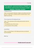 Therapeutic communications &lpar;chapter 3&rpar;  Questions and Correct Answers&sol; Latest  Update &sol; Already Graded