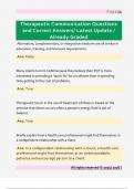 Therapeutic Communication Questions  and Correct Answers&sol; Latest Update &sol;  Already Graded