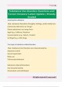 Substance Use disorders Questions and  Correct Answers&sol; Latest Update &sol; Already  Graded 
