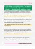Professional Communication&colon; Therapeutic  Communication Questions and Correct  Answers&sol; Latest Update &sol; Already Graded