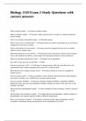 Biology 1110 Exam 2 Study Questions with correct answers