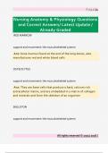 Nursing Anatomy & Physiology Questions  and Correct Answers&sol; Latest Update &sol;  Already Graded 
