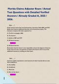  Florida Claims Adjuster Exam &sol; Actual Test Questions with Detailed Verified Answers &sol; Already Graded A&comma; 2025 &sol; 2026&period;        