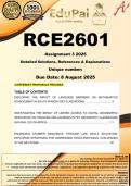RCE2601 Assignment 3 &lpar;3 Research Proposals COMPLETE ANSWERS&rpar; 2025 - DUE 8 August 2025