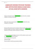 LANDSCAPE ONTARIO PESTICIDE TRAINING AND CERTIFICATION MODULE EXAM 2025&vert; ACTUAL EXAM WITH ANSWERS