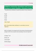 Adaptive Immunity Questions and Correct  Answers&sol; Latest Update &sol; Already Graded