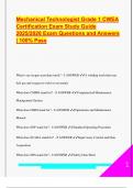 Mechanical Technologist Grade 1 CWEA  Certification Exam Study Guide  2025&sol;2026 Exam Questions and Answers  &vert; 100&percnt; Pass 