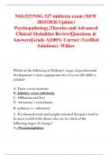 NSG527&sol;NSG 527 midterm exam &lpar;NEW  2025&sol;2026 Update&rpar;  Psychopathology&comma;Theories and Advanced  Clinical Modalities Review&vert;Questions &  Answers&vert;Grade A&vert;100&percnt; Correct &lpar;Verified  Solutions&rpar;- Wilkes 