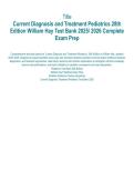 Current Diagnosis and Treatment Pediatrics 28th Edition 2025&sol;2026 Test Bank with Solution