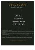 LRM4801 Assignment 2 &lpar;Exceptional Answers&rpar; DUE 7 July 2025