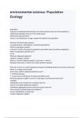 environmental science Population Ecology questions and answers