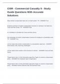 CISR - Commercial Casualty II - Study Guide Questions With Accurate Solutions