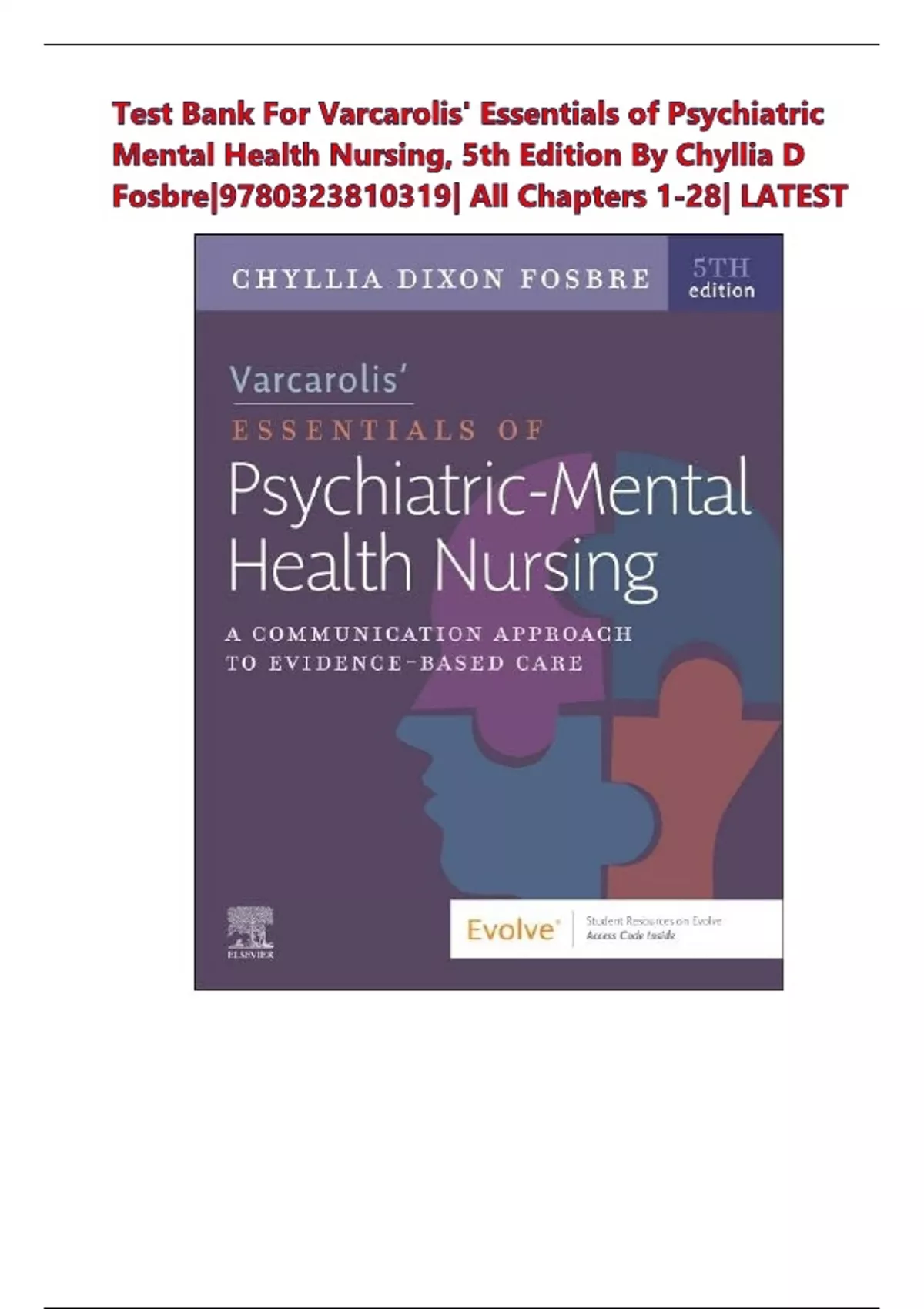 Essentials of Psychiatric Mental Health Nursing – Varcarolis 5th ...