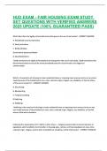HUD EXAM - FAIR HOUSING EXAM STUDY SET QUESTIONS WITH VERIFIED ANSWERS 2025 UPDATE &lpar;100&percnt; GUARANTEED PASS