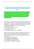 CPJE EXAM 2025 WITH 230 REAL EXAM QUESTIONS AND  CORRECT VERIFIED ANSWERS&sol; CALIFORNIA PHARMACY  JURIS  THIS DOCUMENT CONTAINS 230 REALISTIC PRACTICE QUESTIONS WITH VERIFIED ANSWERS FOR THE  2025 CALIFORNIA PHARMACY JURISPRUDENCE EXAM &lpar;CPJE&rpar;&period; TOPICS INCLUD