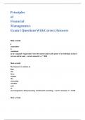 Principles of Financial Management - Exam 1 Questions With Correct Answers
