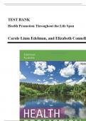 TEST BANK FOR HEALTH PROMOTION THROUGHOUT THE LIFE SPAN 9TH EDITION BY EDELMAN