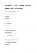 NIHSS Group C - Patients 1-6 Newest 2025 Actual Exam Complete Questions And Well Detailed Answers &vert;Already Graded A&plus;&vert;Just released