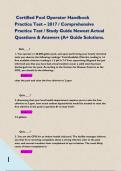 Certified Pool Operator Handbook Practice Test &ndash; 2017 &sol; Comprehensive Practice Test &sol; Study Guide Newest Actual Questions & Answers &lpar;A&plus; Guide Solutions&period;        