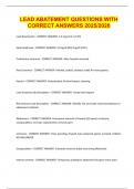 LEAD ABATEMENT Exam Questions with 100&percnt; Correct Answers &vert; Latest Version &lpar;2025&sol;2026&rpar; Expert Verified