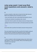 nclex prep week 2 med surg final exam questions and answers rated a plus