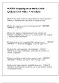 Wildlife Trapping Exam Study Guide QUESTIONS WITH ANSWERS